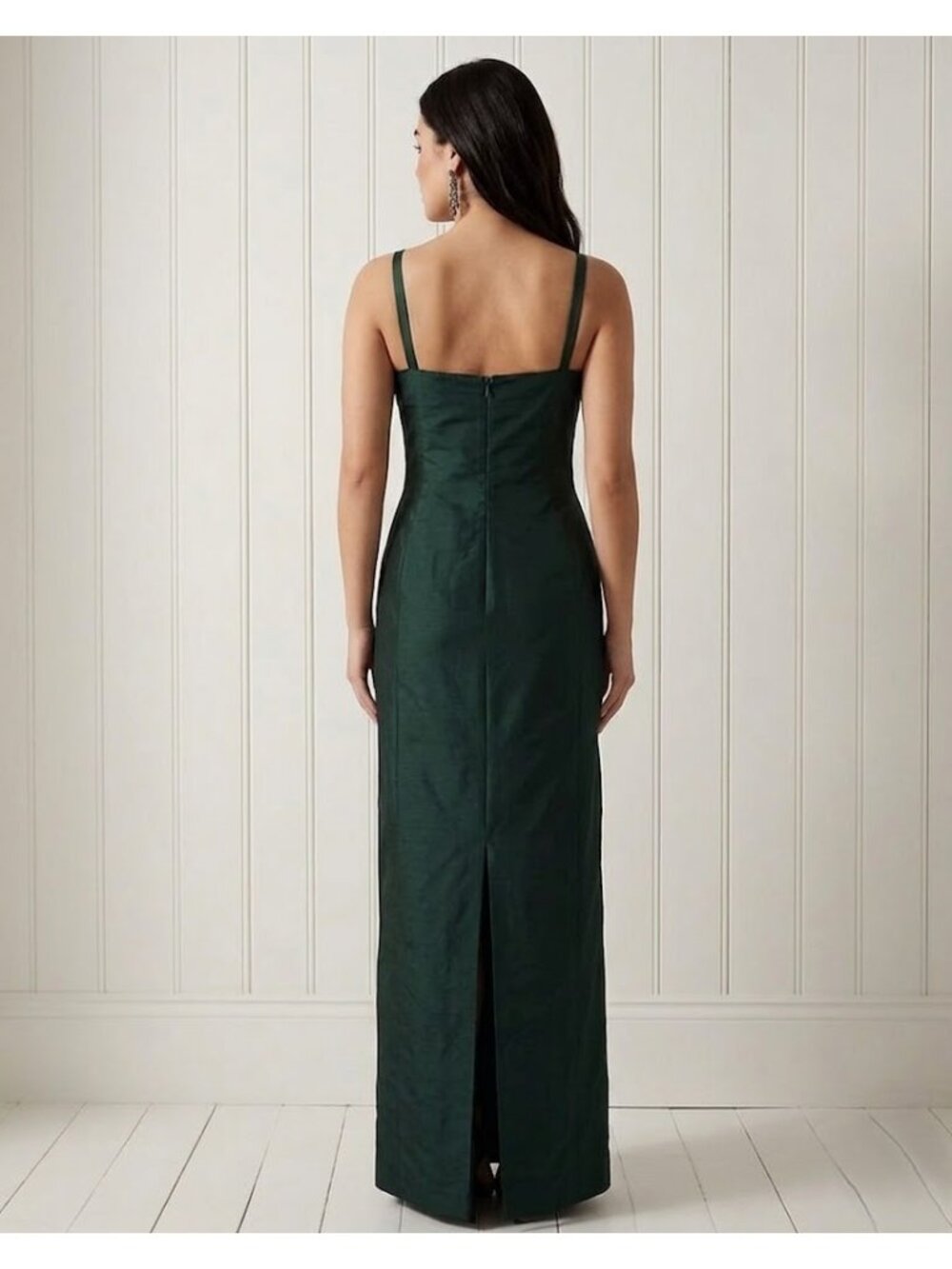 NWT Ralph Lauren Collection Krystina Faille Evening Gown in Green Column 10 - Picture 2 of 14